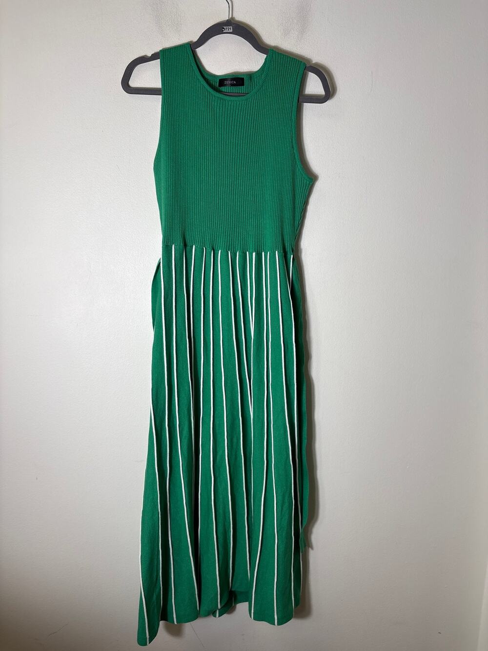 Zesica Green Sleeveless Ribbed Knit Maxi Dress Sz L